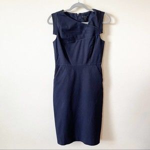 J. Crew Navy Blue Pleated Front Shift Dress Size 2
